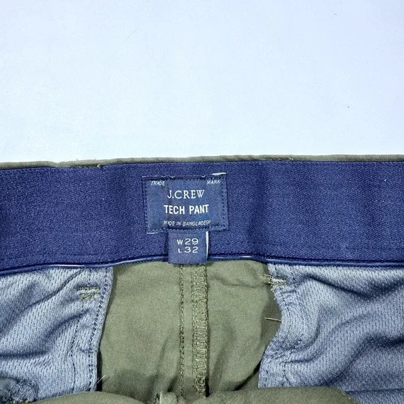 J Crew Tech Pants Mens 29x32 Green Preppy Chino 484 Slim Fit Performance Casual - Picture 5 of 10